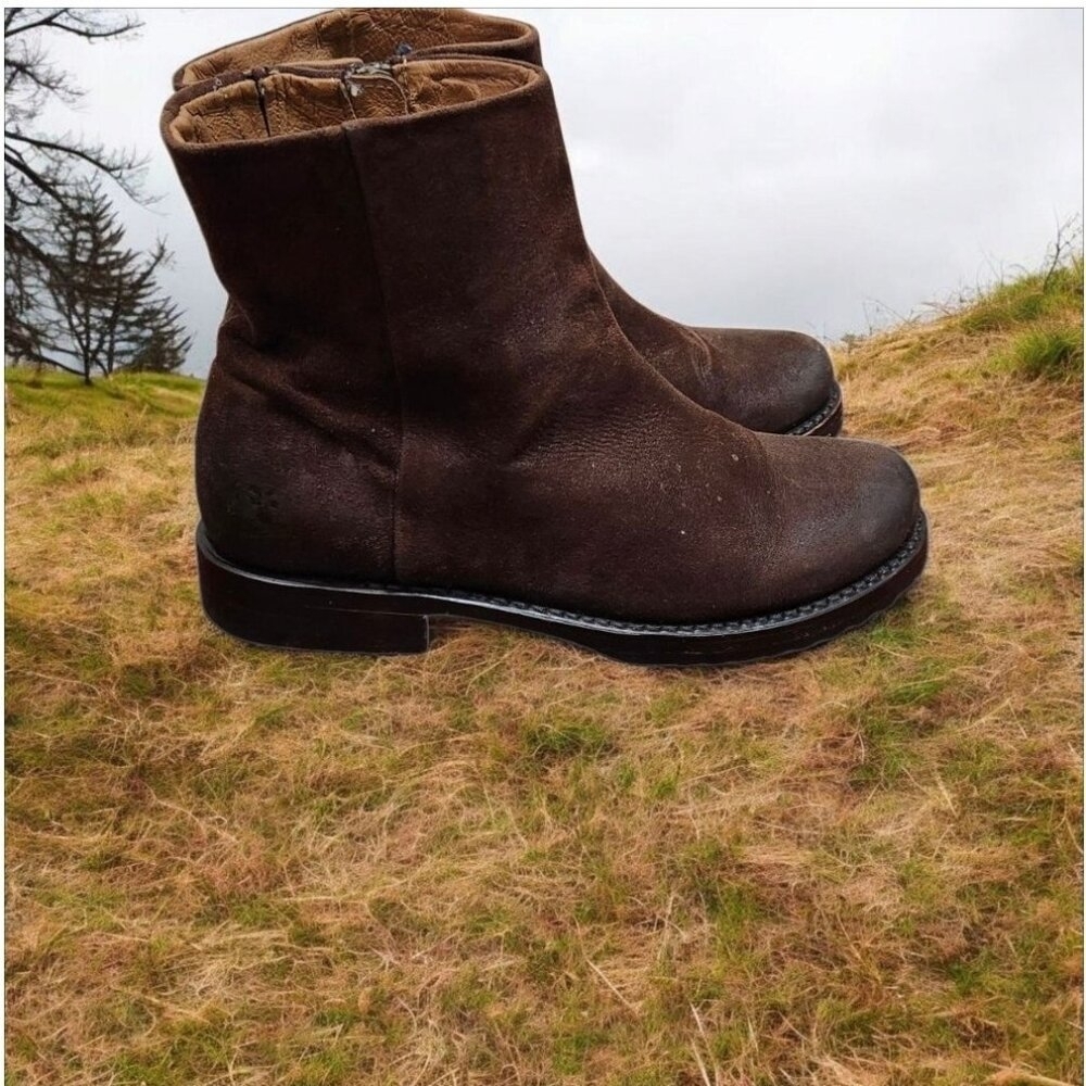 Frye Veronica Suede Chocolate Brown Inside Zip Boot